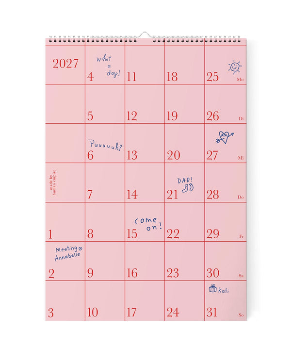 GRID ROSAROT Wandkalender 2027 (DINA4)