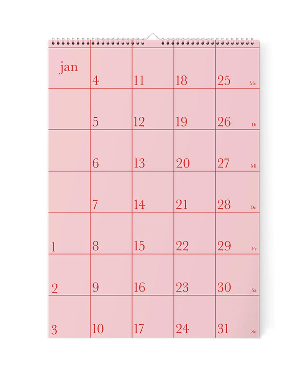 GRID ROSAROT Wandkalender 2027 (DINA4)