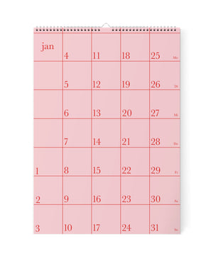 GRID ROSAROT Wandkalender 2027 (DINA4)