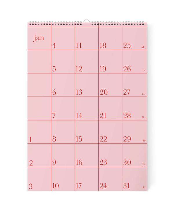 GRID ROSAROT Wandkalender 2027 (DINA4)