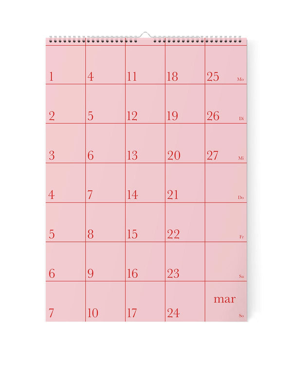 GRID ROSAROT Wandkalender 2027 (DINA4)