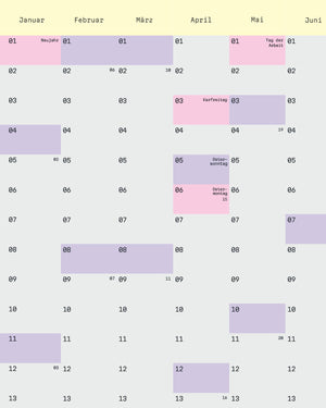 BASIC Wandkalender Lemon 2026