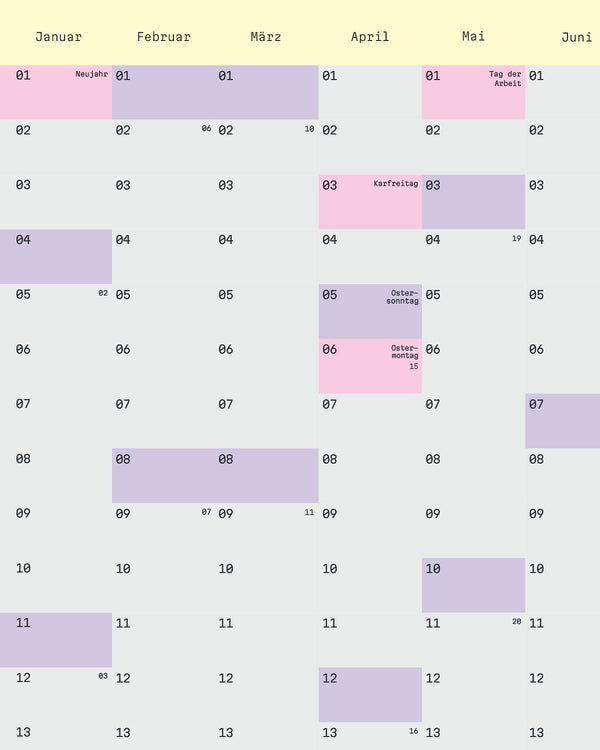 BASIC Wandkalender Lemon 2026