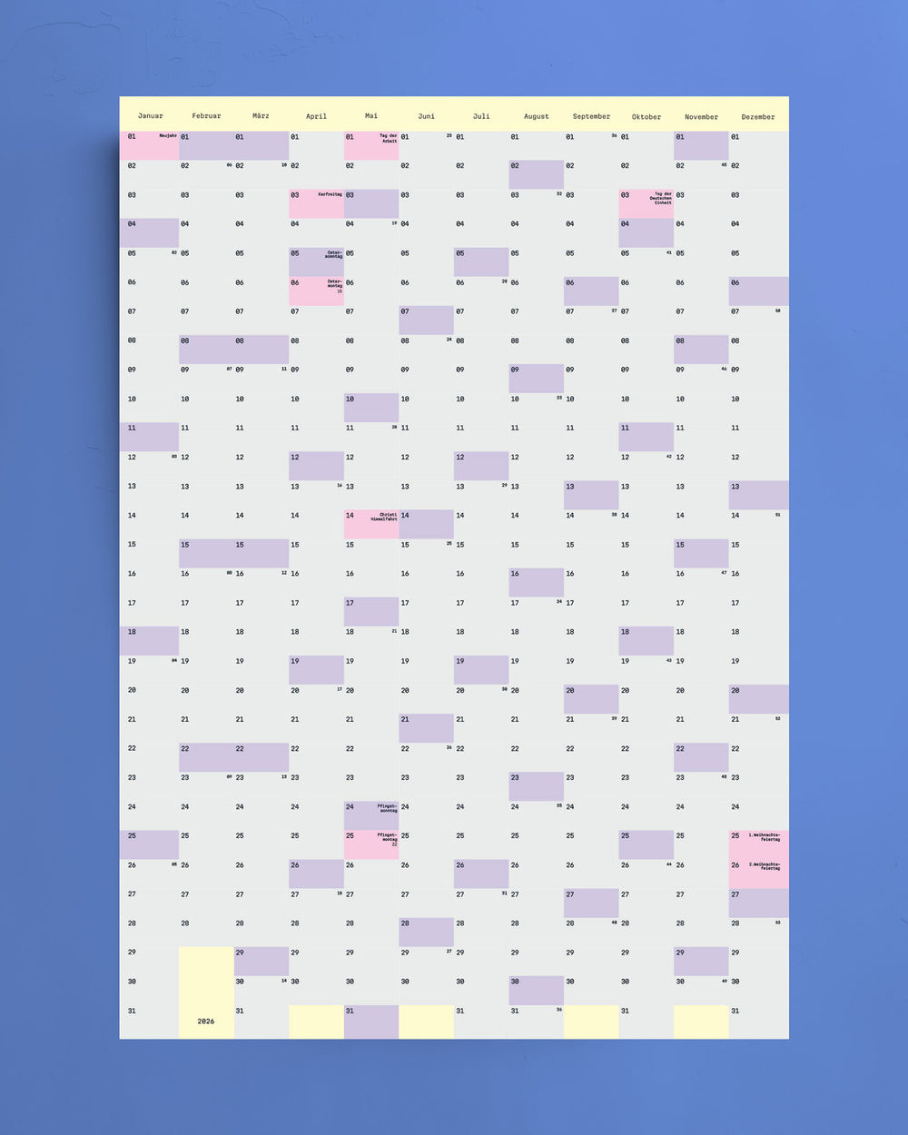 BASIC Wandkalender Lemon 2026