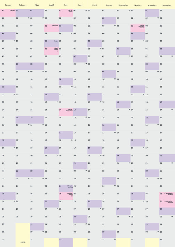 BASIC Wandkalender Lemon 2026