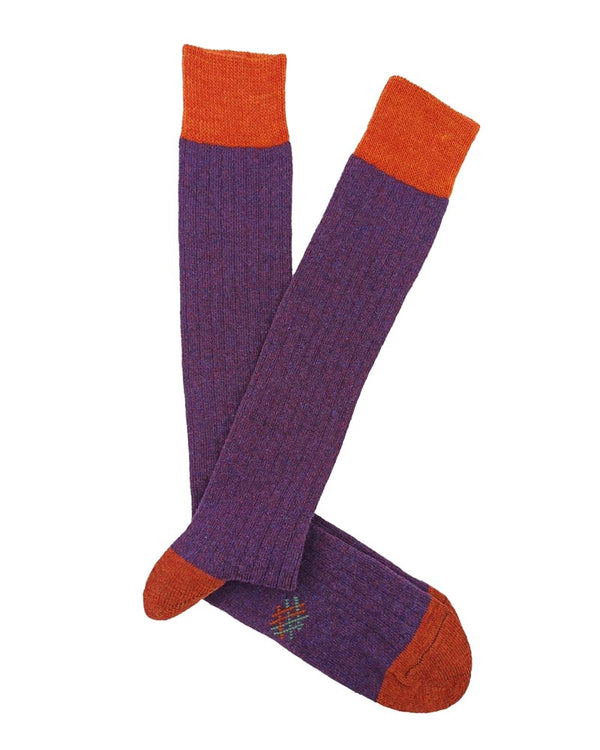 Bio-Lammwollsocken lang - Aubergine