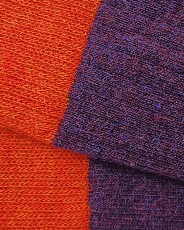 Bio-Lammwollsocken lang - Aubergine