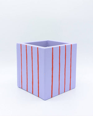 Art Pot Lilac Red Stripes - Unikat
