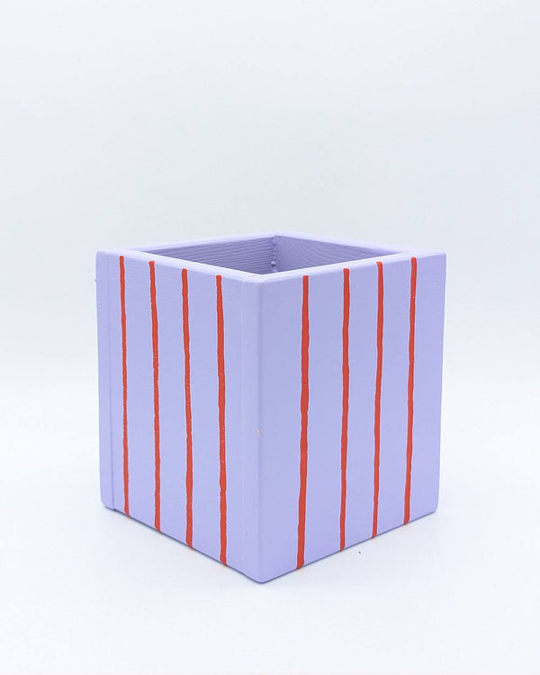 Art Pot Lilac Red Stripes - Unikat