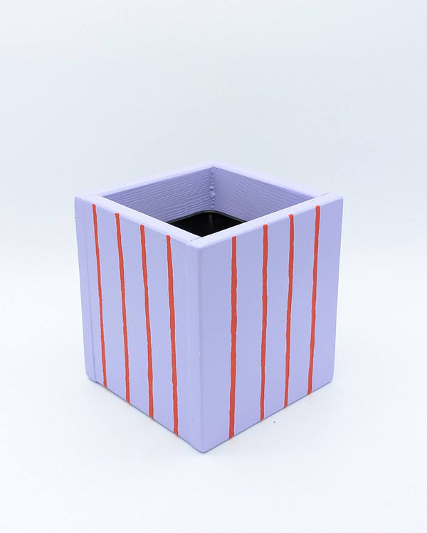 Art Pot Lilac Red Stripes - Unikat