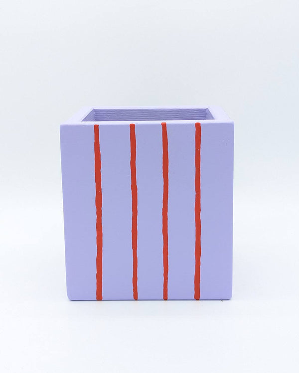Art Pot Lilac Red Stripes - Unikat