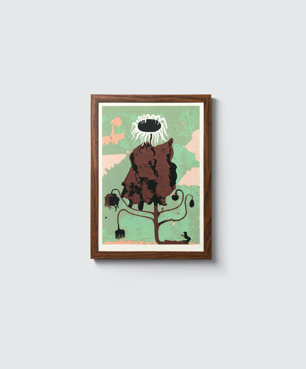 Mother Siebdruck (15x21cm): Abstrakte Kunst mit organischem, baumartigem Motiv und surrealen Elementen, signiert und limitiert. Lieferung ohne Rahmen, passende erhältlich im Human Empire Shop.