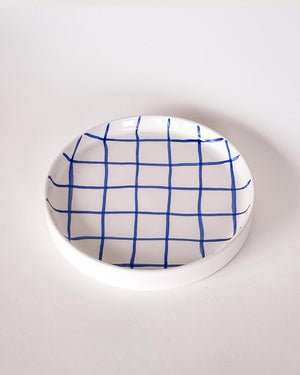 Keramikteller mit blauem Karomuster Magazin Minori.