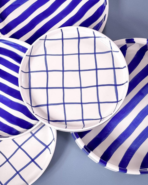 Teller Grid Klein Mare Blue