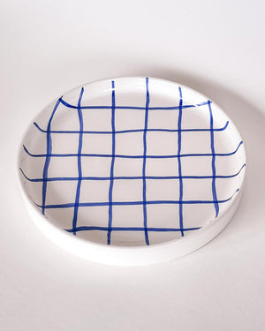 Keramikteller mit blauem Karomuster Magazin Minori.