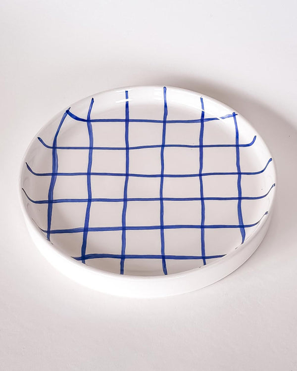 Keramikteller mit blauem Karomuster Magazin Minori.