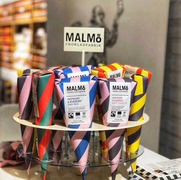 Malmö Organic Cone Vegane Schokolade (52% Kakao) mit Mint und Zuckerstange