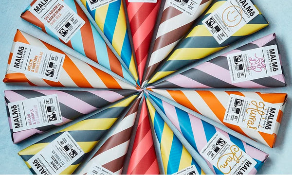 Malmö Organic Cone Milchschokolade (55% Kakao) mit gesalzenem Karamell und Kardamon