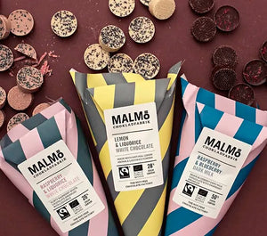 Malmö Organic Cone Milchschokolade (55% Kakao) mit gesalzenem Karamell und Kardamon