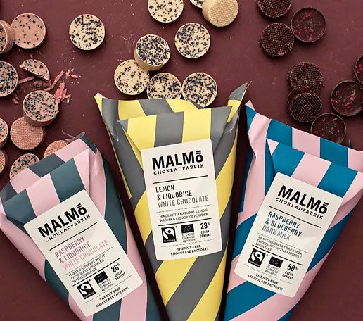 Malmö Organic Cone Milchschokolade (55% Kakao) mit gesalzenem Karamell und Kardamon