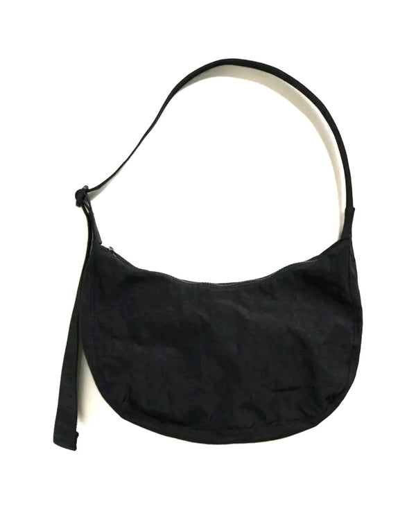 Medium Nylon Crescent Bag Black