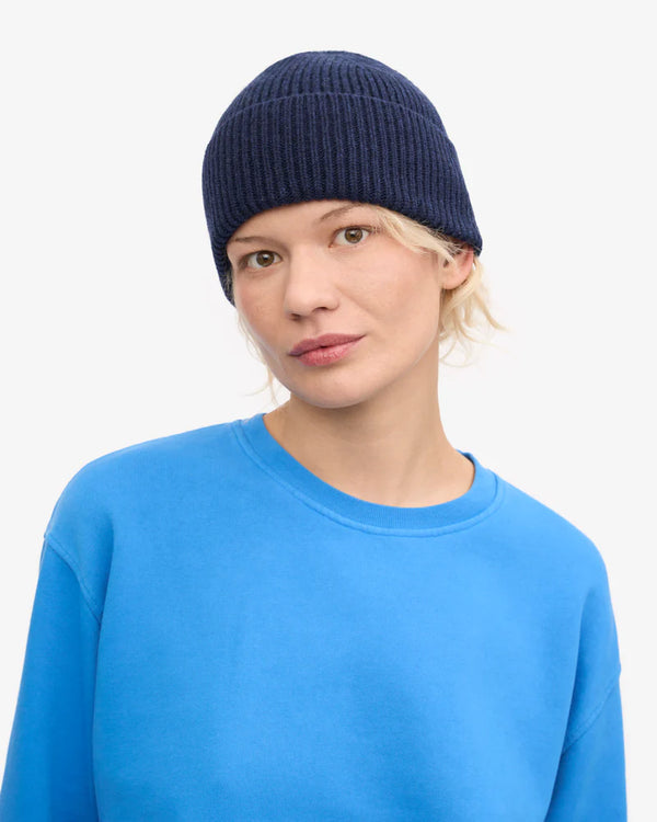 Merino Wool Beanie Marine Blue