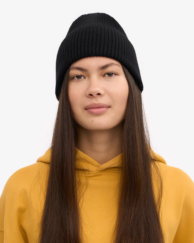 Merino Wool Beanie Deep Black