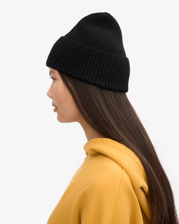 Merino Wool Beanie Deep Black