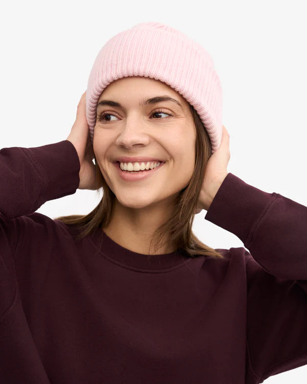 Merino Wool Hat Faded Pink