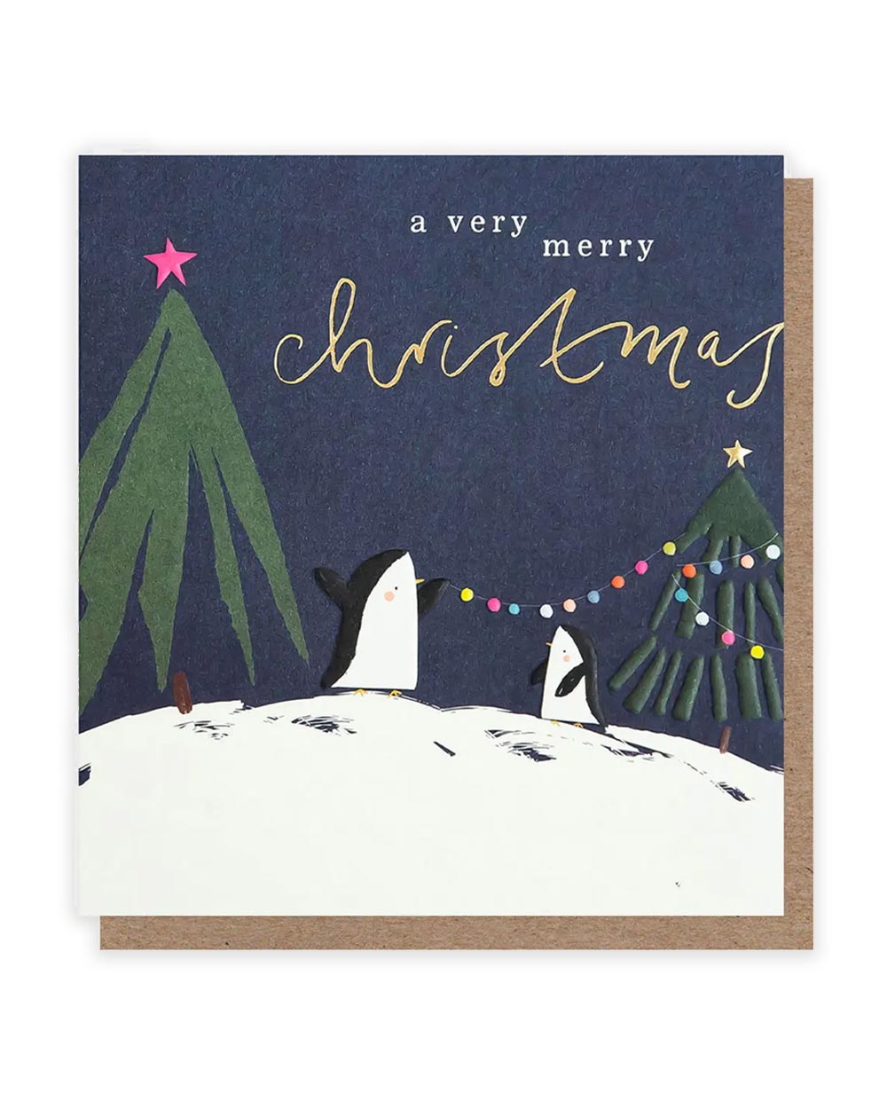 Very Merry Christmas Penguins Klappkarte
