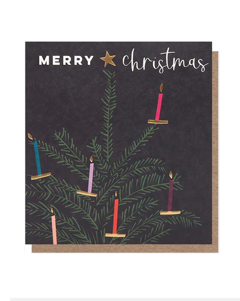 Merry Christmas Tree With Candles Klappkarte