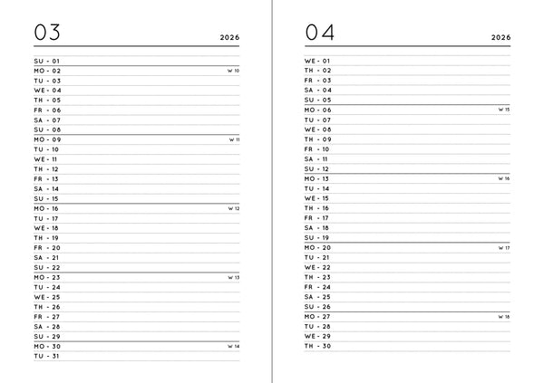 Pocket Kalender / Planner 2026 Lavender (Din A6)