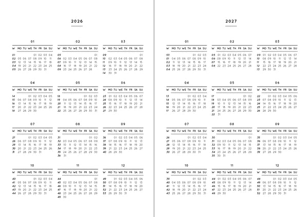 Pocket Kalender / Planner 2026 Bright Red (Din A6)