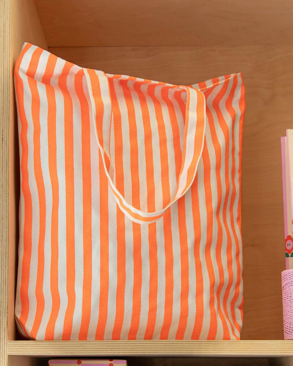 Baumwoll-Shopper Stripes Neon Orange