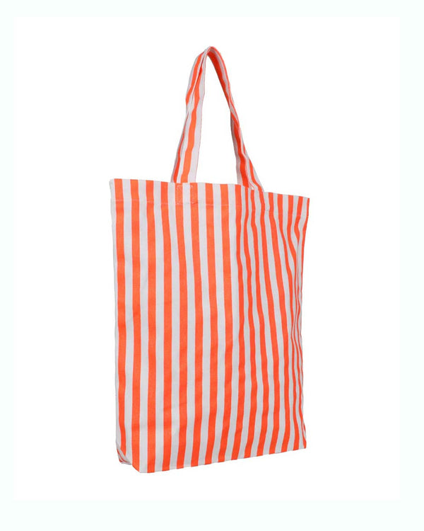 Baumwoll-Shopper Stripes Neon Orange