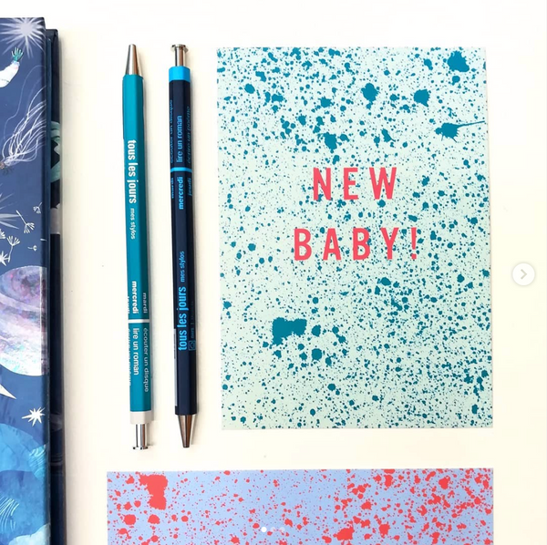 New Baby Sprenkel Türkis Mint Postkarte