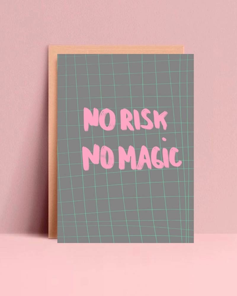 "No Risk No Magic" Postkarte
