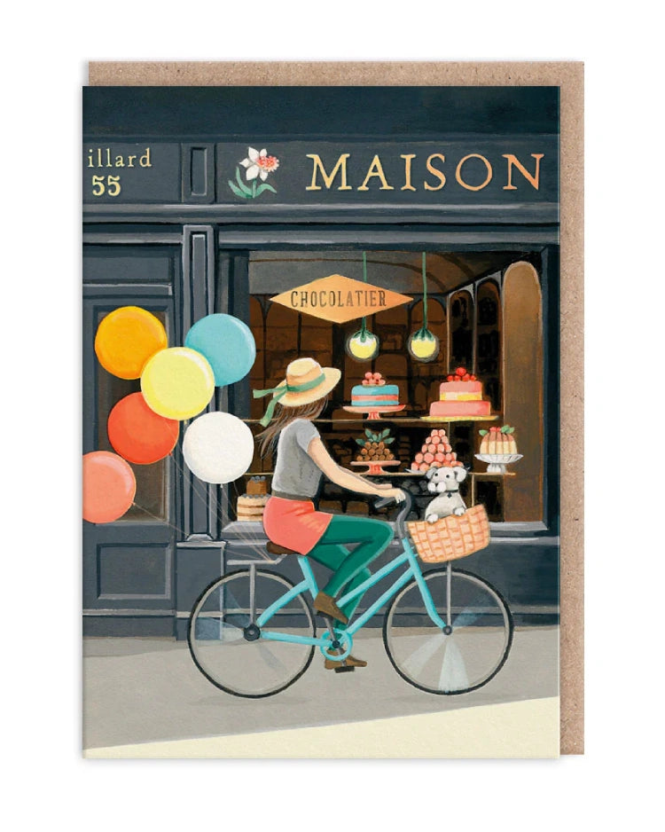 Ohh Deer Girl on Bike Klappkarte