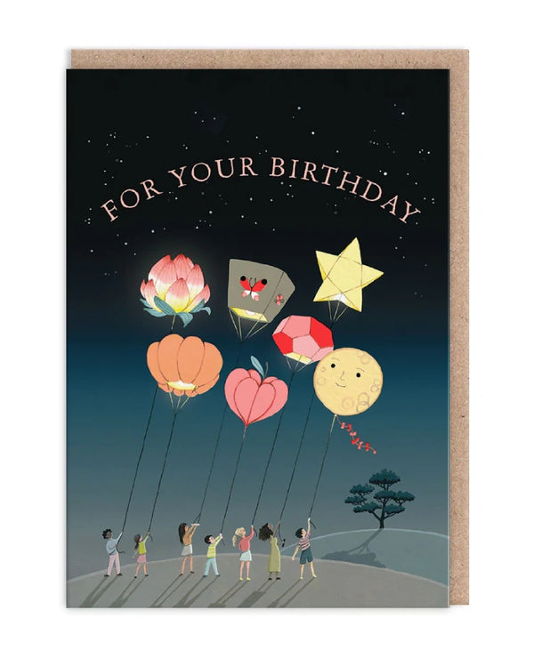 Ohh Deer Lanterns Klappkarte