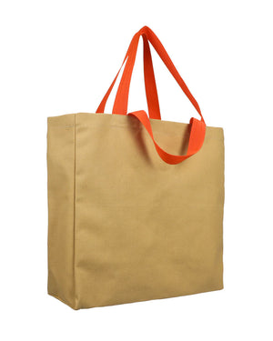 Shopper Wheat & Orange aus schwerer Baumwolle mit orangefarbenen Trägern, ideal für den täglichen Gebrauch. Schlichter, stabiler Stoff macht ihn vielseitig einsetzbar.