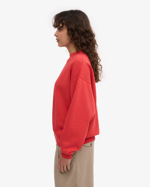 Organic Oversized Sweatshirt Red Tangerine
