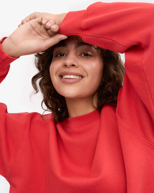 Organic Oversized Sweatshirt Red Tangerine