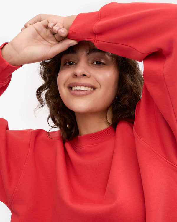 Organic Oversized Sweatshirt Red Tangerine