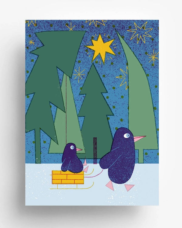 Penguin Slide Postkarte