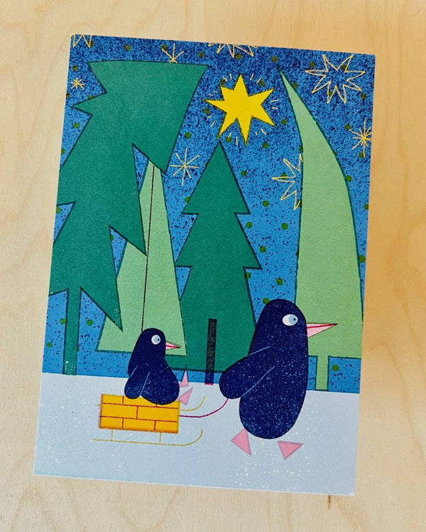 Penguin Slide Postkarte