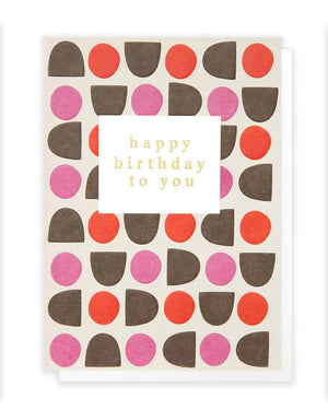 Pink & Red Geo Shapes Birthday Klappkarte