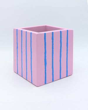 Art Pot Pink Blue Stripes - Unikat
