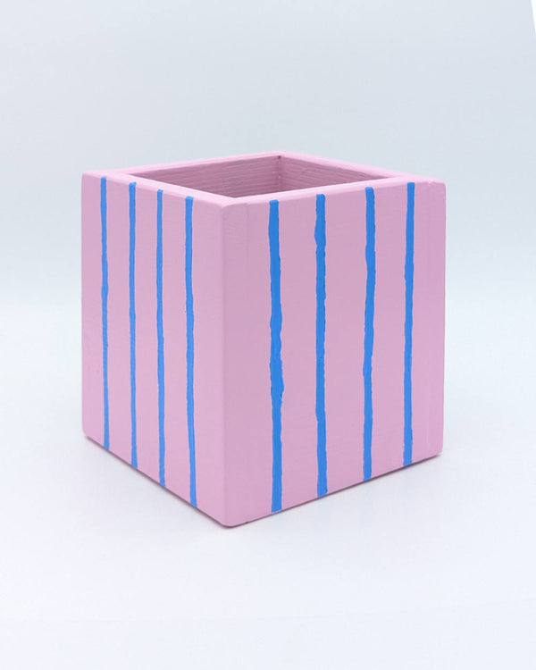 Art Pot Pink Blue Stripes - Unikat