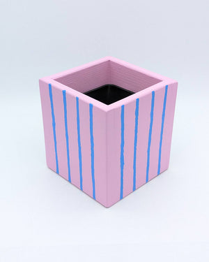 Art Pot Pink Blue Stripes - Unikat