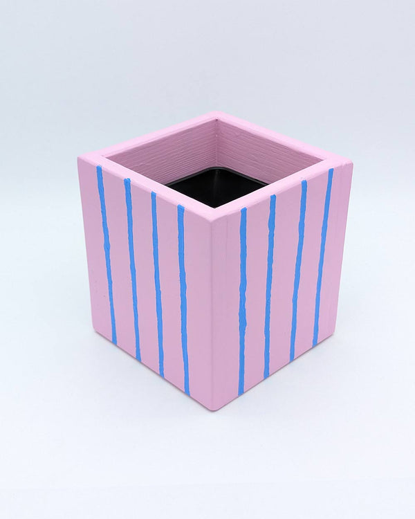 Art Pot Pink Blue Stripes - Unikat